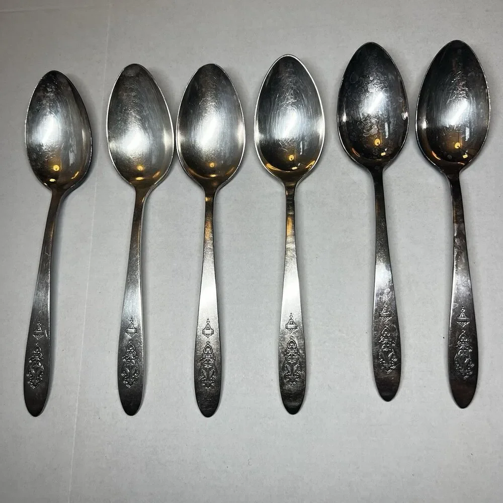 Oneida 1923 BIRD OF PARADISE Antique Silverplate Serving Spoons Set of 6